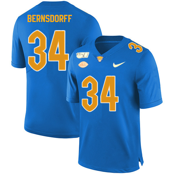 2019 Men #34 Mark Bernsdorff Pitt Panthers College Football Jerseys Sale-Royal